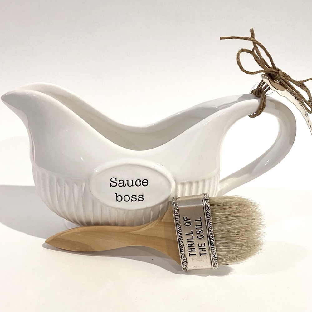 Mud Pie Gravy Boat + Sauce Brush